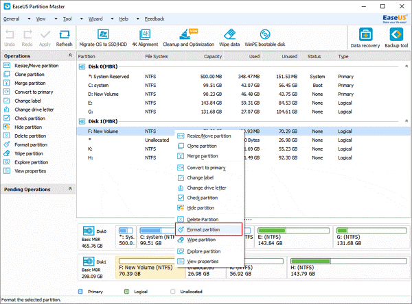 EaseUS Partition Tool Window