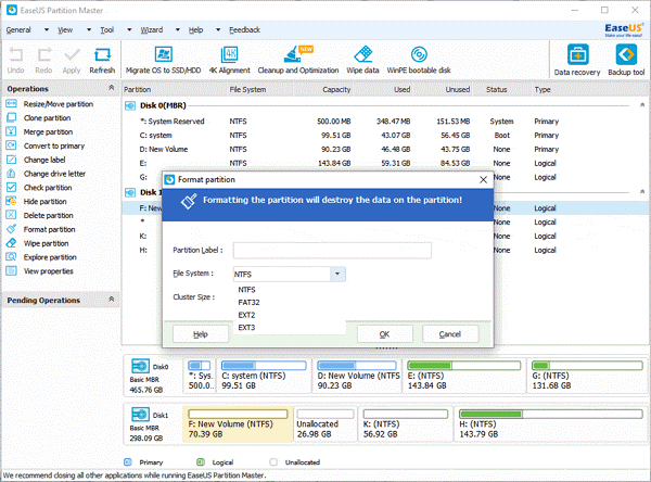 EaseUS Partition Tool Window