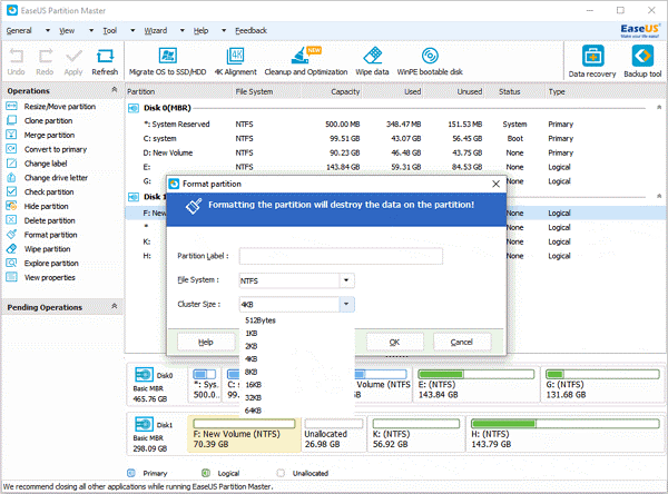 EaseUS Partition Tool Window